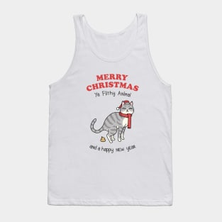 Merry Christmas Ya Filthy Animal Tabby Cat Tank Top